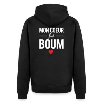 Mon cœur fait boum - Veste à capuche bio Premium Unisexe - noir - Dos - Nico (187cm)
