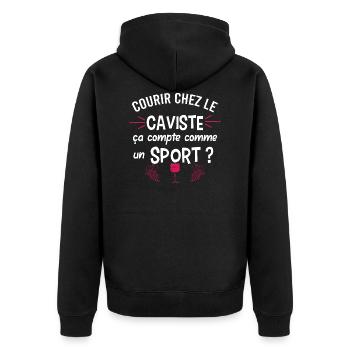 Courir chez le caviste, Vin, Humour métier caviste - Veste à capuche bio Premium Unisexe - noir - Dos - Nico (187cm)