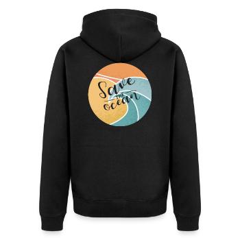 Save the ocean, Rettet den Ozean Umweltschutz - Unisex Premium Bio Zip Hoodie - Schwarz - Hinten - Nico (187cm)