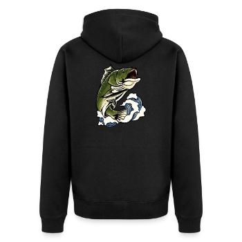 illustration de pêche au bar - Veste à capuche bio Premium Unisexe - noir - Dos - Nico (187cm)