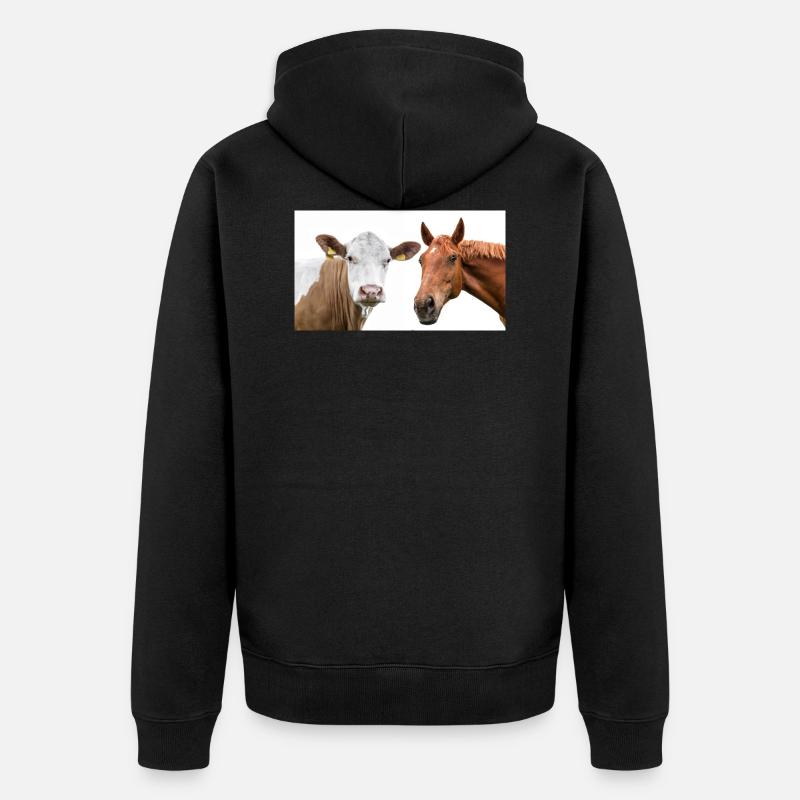 Vache et cheval - Veste à capuche bio Premium Unisexe - noir