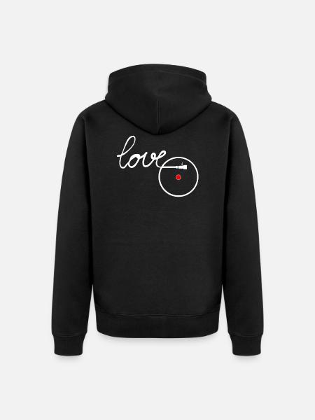 I love Music Plattenteller Turntable Record player - Unisex Premium Bio Zip Hoodie - Schwarz