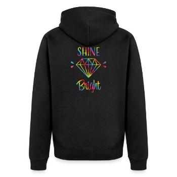 Shine Bright Like a Diamond Diamant Leuchte Schein - Unisex Premium Bio Zip Hoodie - Schwarz - Hinten - Nico (187cm)