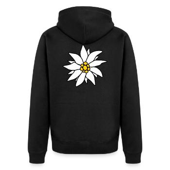 Edelweiß - Alpen-Blume - Unisex Premium Bio Zip Hoodie - Schwarz - Hinten - Nico (187cm)