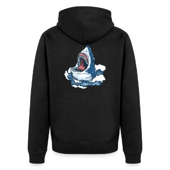 illustration sauvage de poisson requin - Veste à capuche bio Premium Unisexe - noir - Dos - Nico (187cm)