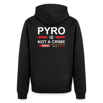 Pyro Is Not A Crime - Unisex Premium Organic Zip Hoodie - black - Back - Nico (187cm)