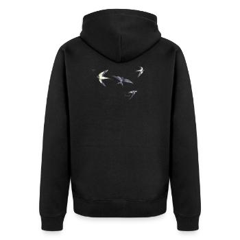 Rauchschwalben - Unisex Premium Bio Zip Hoodie - Schwarz - Hinten - Nico (187cm)