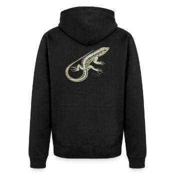 Zauneidechse - Unisex Premium Bio Zip Hoodie - Schwarz - Hinten - Nico (187cm)