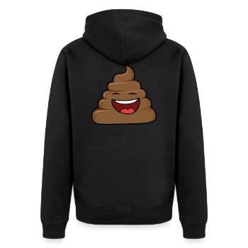 Poop Lacht - Unisex Premium Bio Zip Hoodie - Schwarz - Hinten - Nico (187cm)