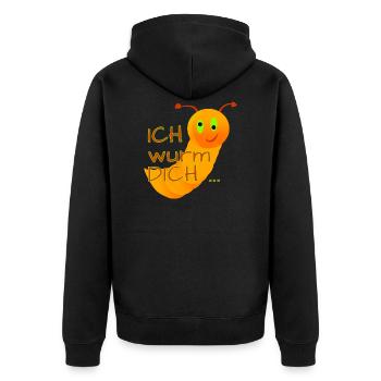 Ich wurm DICH - Unisex Premium Bio Zip Hoodie - Schwarz - Hinten - Nico (187cm)
