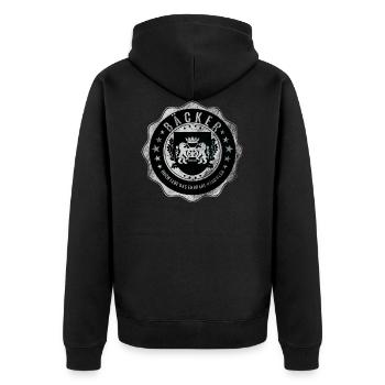 Bäcker, Bäckerei, Handwerk, Zunftwappen - Unisex Premium Bio Zip Hoodie - Schwarz - Hinten - Nico (187cm)