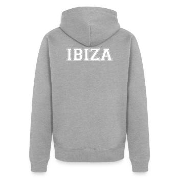 Ibiza - Veste à capuche bio Premium Unisexe - gris chiné - Dos - Nico (187cm)