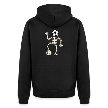 Skelett Fußball - Unisex Premium Bio Zip Hoodie - Schwarz - Hinten - Nico (187cm)