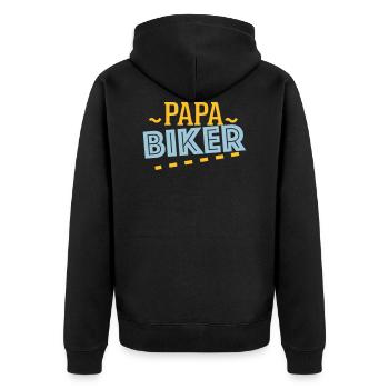 Papa Biker - - Unisex Premium Bio Zip Hoodie - Schwarz - Hinten - Nico (187cm)