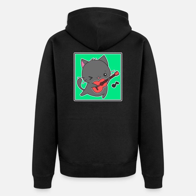 Chat guitariste - Veste à capuche bio Premium Unisexe - noir