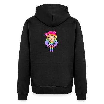 Regenbogen Gacha Mädchen - Unisex Premium Bio Zip Hoodie - Schwarz - Hinten - Nico (187cm)