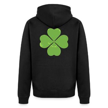 Lucky clover - Unisex Premium Organic Zip Hoodie - black - Back - Nico (187cm)