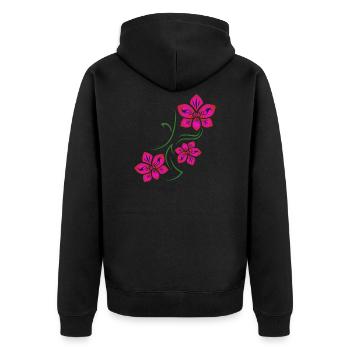 Hawaii Orchideen Tattoo Blumenliebhaber - Unisex Premium Bio Zip Hoodie - Schwarz - Hinten - Nico (187cm)