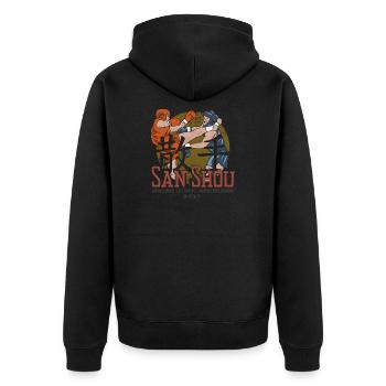 San Shou Chinese Combat Martial Arts - Unisex Premium Bio Zip Hoodie - Schwarz - Hinten - Nico (187cm)