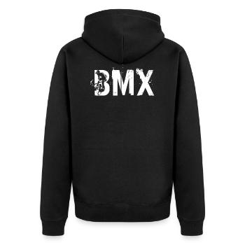 BMX - Unisex Premium Bio Zip Hoodie - Schwarz - Hinten - Nico (187cm)