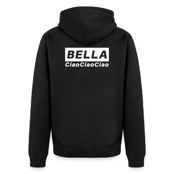 Bella, ciao ciao ciao - Unisex Premium Bio Zip Hoodie - Schwarz - Hinten - Nico (187cm)