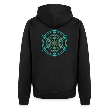 Merkaba Sacred Geometry - Unisex Premium Organic Zip Hoodie - black - Back - Nico (187cm)