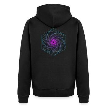 Sacred Geometry Spiralle - Unisex Premium Organic Zip Hoodie - black - Back - Nico (187cm)