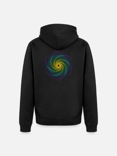 Sacred Geometry Spiral Rainbow - Unisex Premium Organic Zip Hoodie - black