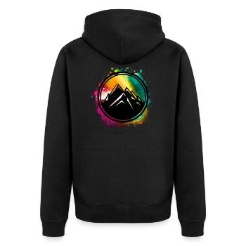 mountain berge symbol bunt klecks - Unisex Premium Bio Zip Hoodie - Schwarz - Hinten - Nico (187cm)