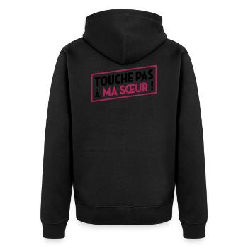 Touche pas à ma sœur ! - Veste à capuche bio Premium Unisexe - noir - Dos - Nico (187cm)