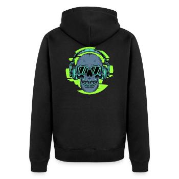 Skull Headphones Green - Unisex Premium Organic Zip Hoodie - black - Back - Nico (187cm)