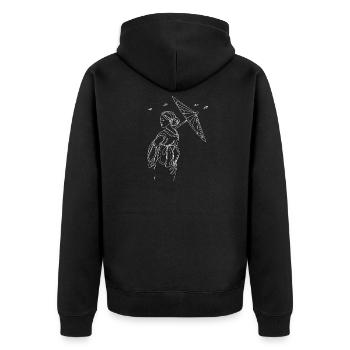 Geisha with umbrella - Unisex Premium Organic Zip Hoodie - black - Back - Nico (187cm)