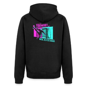 Handball Torwart Handballer Spieler Geschenk - Unisex Premium Bio Zip Hoodie - Schwarz - Hinten - Nico (187cm)