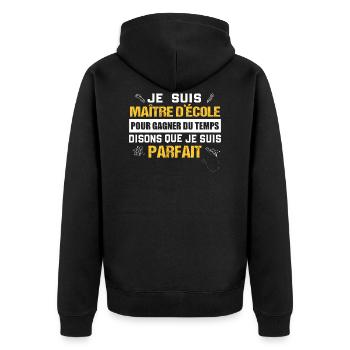 Maître d'école cadeau drôle humour prof - Veste à capuche bio Premium Unisexe - noir - Dos - Nico (187cm)