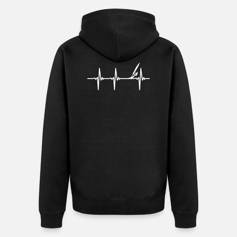 Herzschlag Windsurfen - Unisex Premium Bio Zip Hoodie - Schwarz