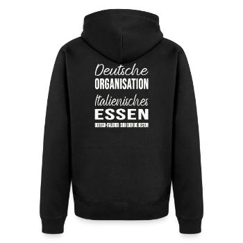 Deutsch-Italiener italienisch Geschenk lustig - Unisex Premium Bio Zip Hoodie - Schwarz - Hinten - Nico (187cm)