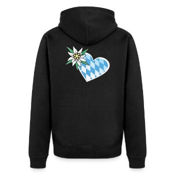 Bayernliebe - Unisex Premium Bio Zip Hoodie - Schwarz - Hinten - Nico (187cm)
