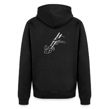 Hase Chopsticks - Unisex Premium Bio Zip Hoodie - Schwarz - Hinten - Nico (187cm)