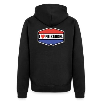 Frikandel j'adore les frikandels - Veste à capuche bio Premium Unisexe - noir - Dos - Nico (187cm)