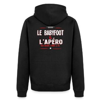 Babyfoot et apéro - Veste à capuche bio Premium Unisexe - noir - Dos - Nico (187cm)