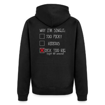 DICK TOO BIG DRÔLE UNIQUE CHEMISE - Veste à capuche bio Premium Unisexe - noir - Dos - Nico (187cm)
