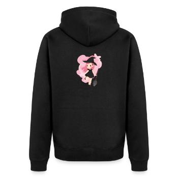 Sorcière de dessin animé mignon avec cadeau Halloween balai - Veste à capuche bio Premium Unisexe - noir - Dos - Nico (187cm)