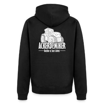 Acker demiker Bachlor of hart Arbeit Landwirt - Unisex Premium Bio Zip Hoodie - Schwarz - Hinten - Nico (187cm)