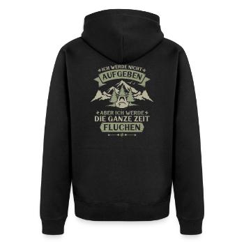 Wandern Wanderspruch - Unisex Premium Bio Zip Hoodie - Schwarz - Hinten - Nico (187cm)