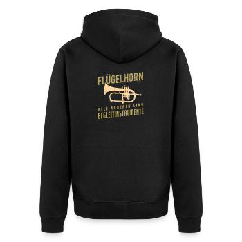Flügelhorn Instrument Horn Spruch Musiker Band - Unisex Premium Bio Zip Hoodie - Schwarz - Hinten - Nico (187cm)