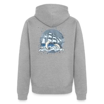 Bateau à voile - Veste à capuche bio Premium Unisexe - gris chiné - Dos - Nico (187cm)