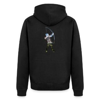 Double Exposure Art Bogenschießen Geschenkidee - Unisex Premium Bio Zip Hoodie - Schwarz - Hinten - Nico (187cm)