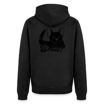 Gruseliger Halloween Hund mit Messer - Unisex Premium Bio Zip Hoodie - Schwarz - Hinten - Nico (187cm)