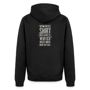 Reiter Stall Pferdeliebhaber Hobby reiten Pferd - Unisex Premium Bio Zip Hoodie - Schwarz - Hinten - Nico (187cm)