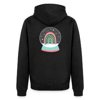Schneekugel bunter Regenbogen Frohe Weihnachten - Unisex Premium Bio Zip Hoodie - Schwarz - Hinten - Nico (187cm)